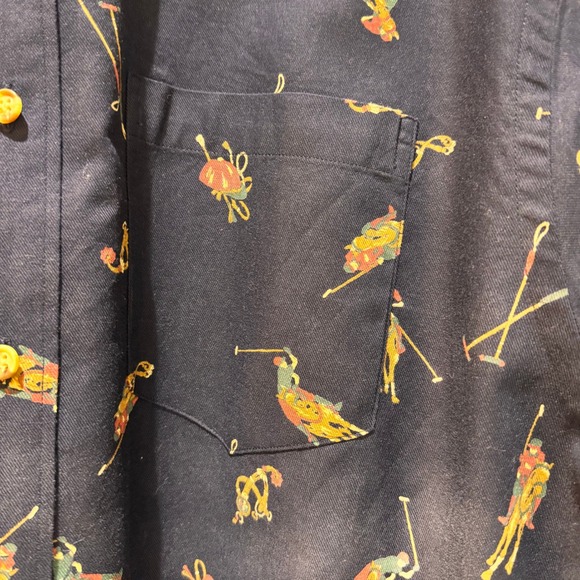EXCO Vtg Men's Navy Golf & Polo Scene Button Down Shirt Size M - Picture 5 of 15